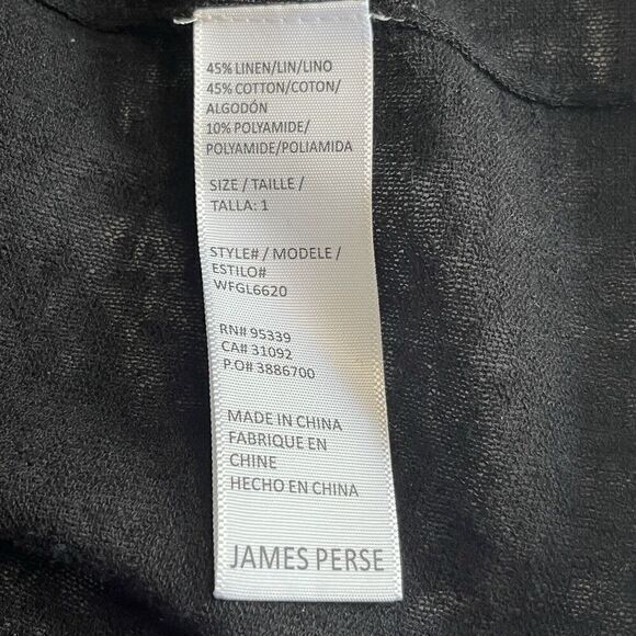 James Perse Los Angeles Linen Blend Little Black Dress Size1(S)  V-Neck Pullover - Picture 5 of 7